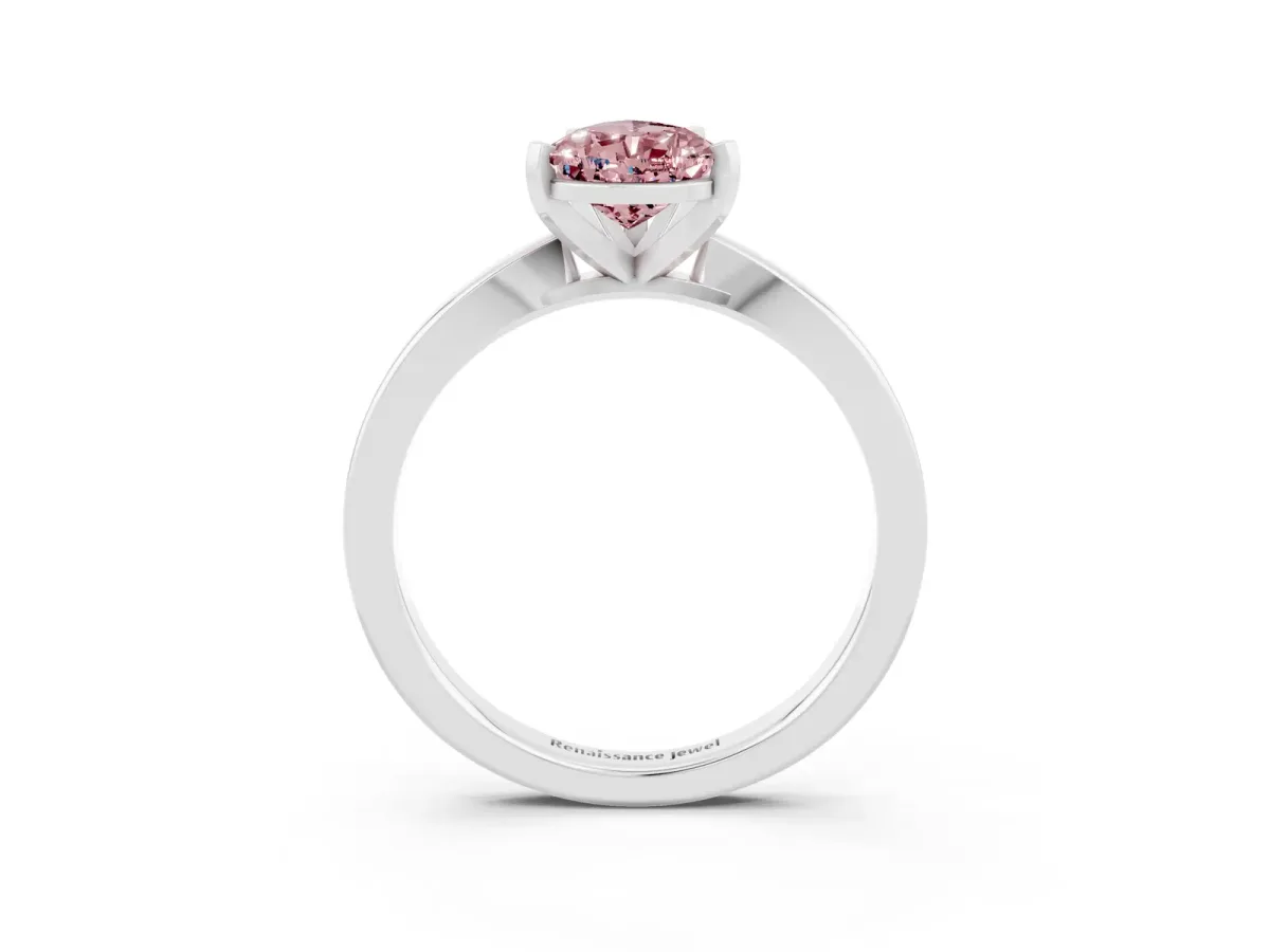 Pear Cut Morganite Solitaire Engagement Ring with Classic Band and Four-Prong Setting White gold