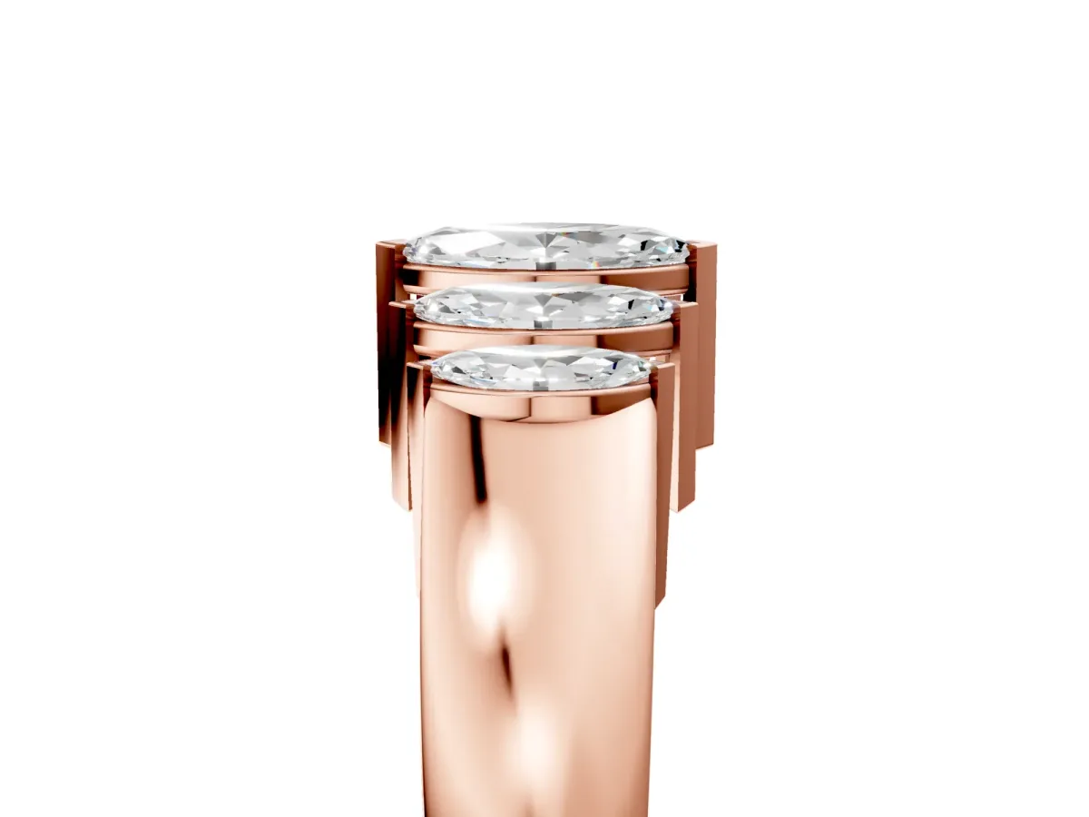 Five-Stone Marquise Diamond Bar Set White Gold Band Rose gold