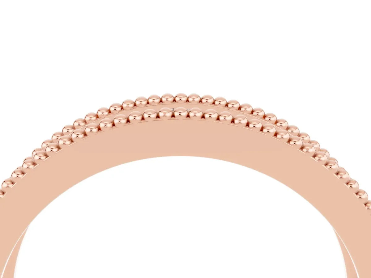 Round Moissanite Twist Milgrain Band with Bezel Setting Rose gold