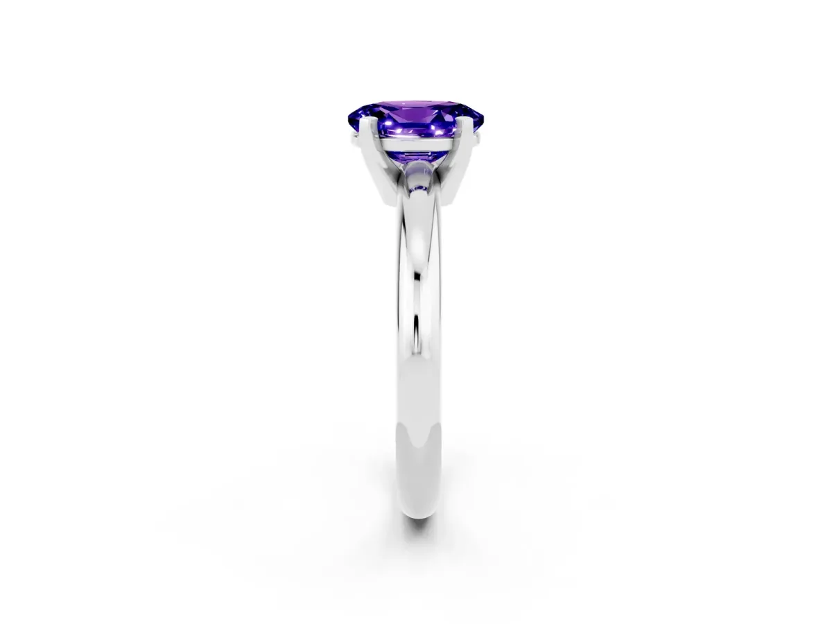 Oval Cut Tanzanite Solitaire Engagement Ring with Round Band and Four-Prong Setting Platinum