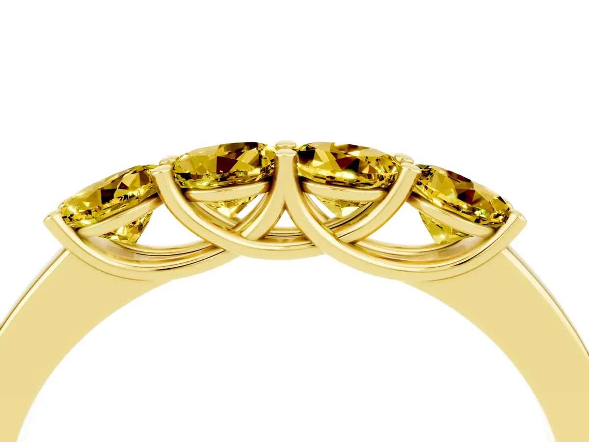 Four-Stone Round Yellow Sapphire Prong-Set Band Yellow gold
