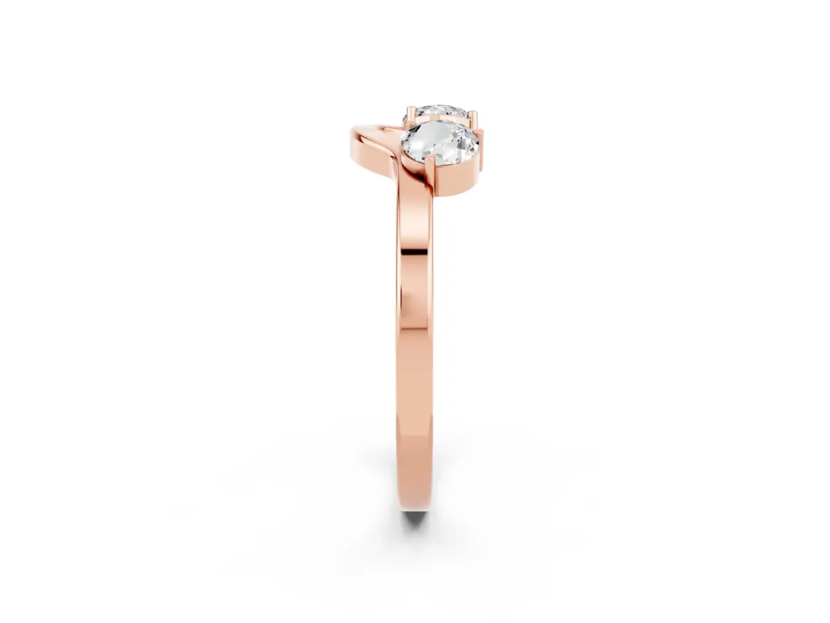 Dual Round Moissanite Open Band Ring with Prong Setting Rose gold