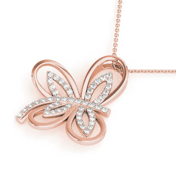 Pavé Diamond Marquise Butterfly Pendant Rose gold