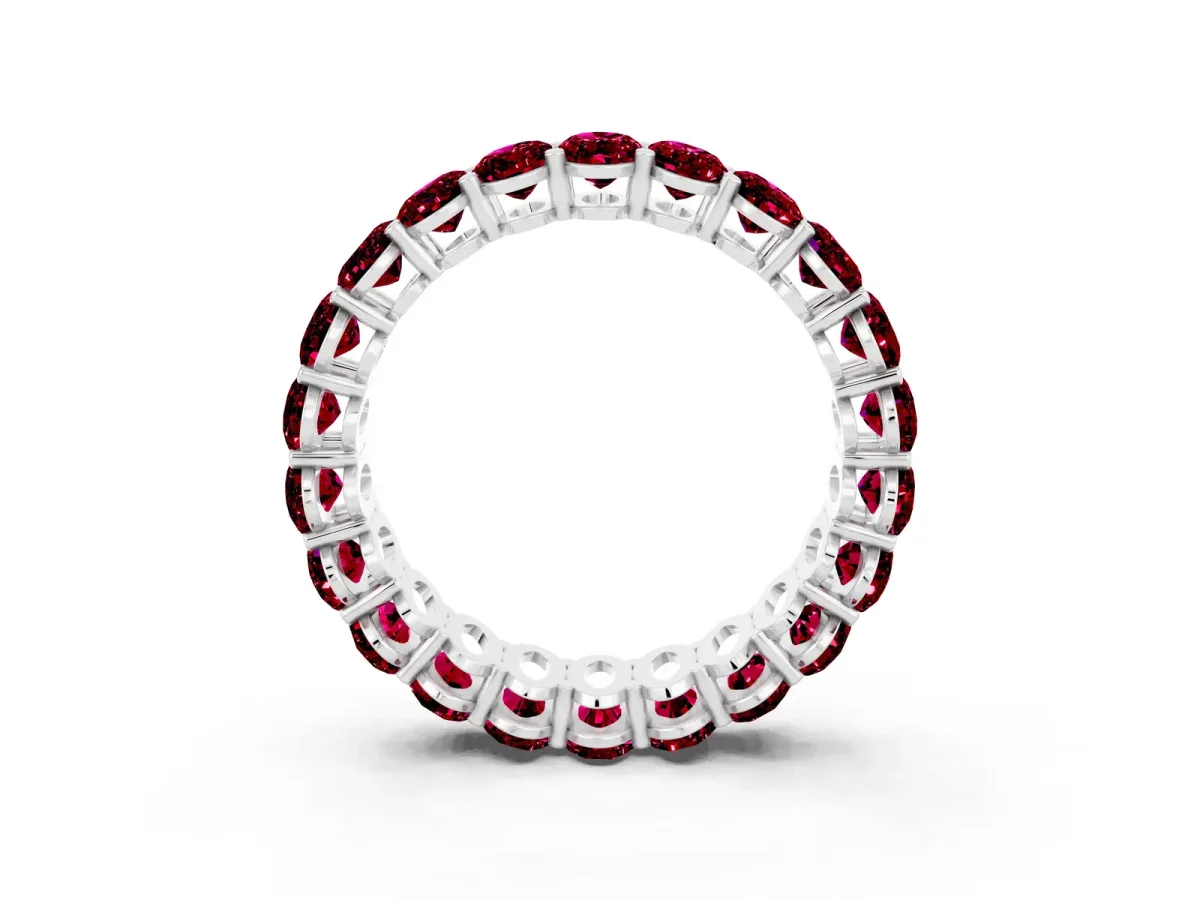 Oval Cut Garnet Eternity Band with Shared Prong Setting White gold