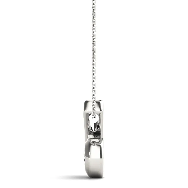 Round Diamond Bezel Set Swirl Pendant White gold