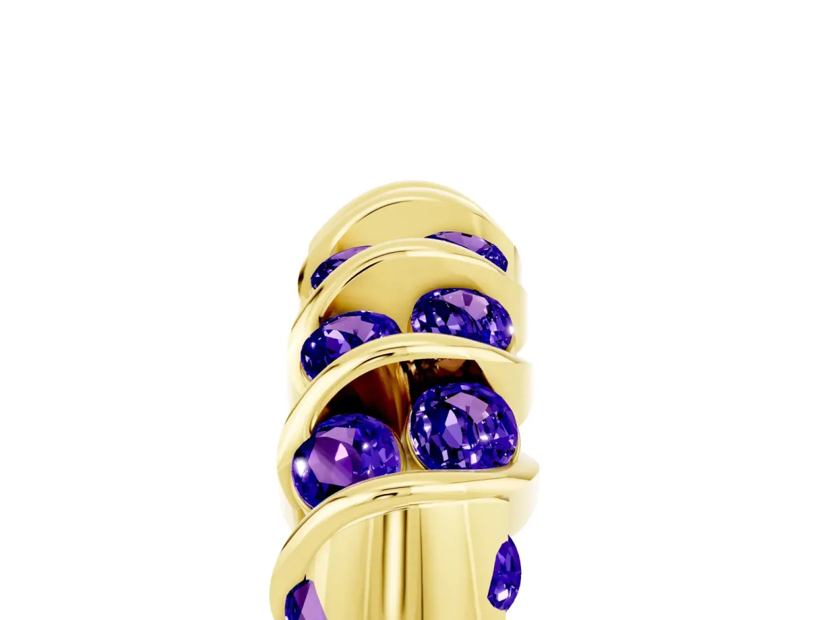 Channel Set Round Tanzanite Multi-Row Band Yellow gold