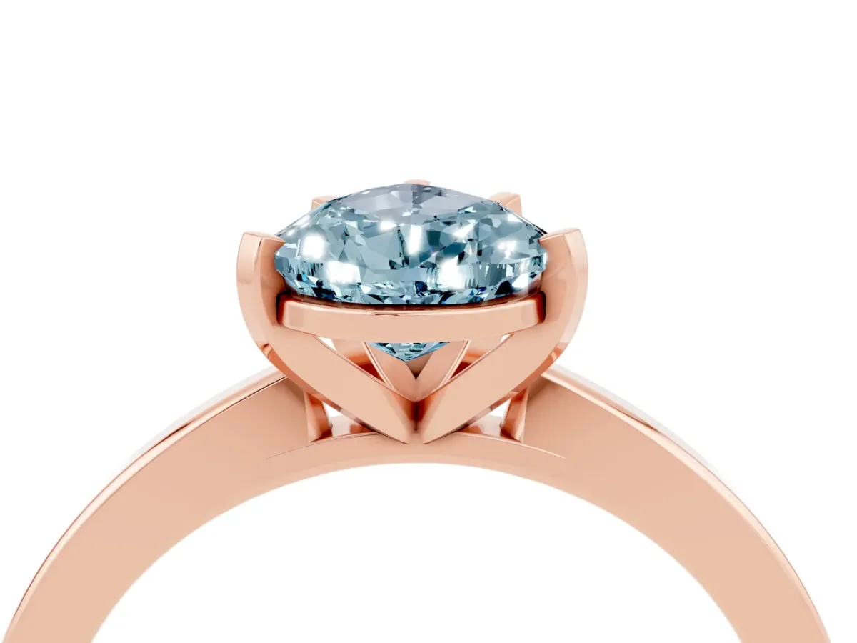 Pear Cut Aquamarine Solitaire Engagement Ring with Classic Band and Four-Prong Setting Rose gold