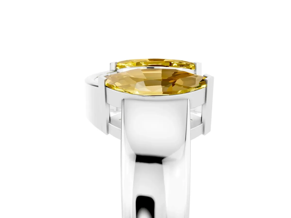Marquise Yellow Sapphire Open Band Ring with Tension Setting Platinum