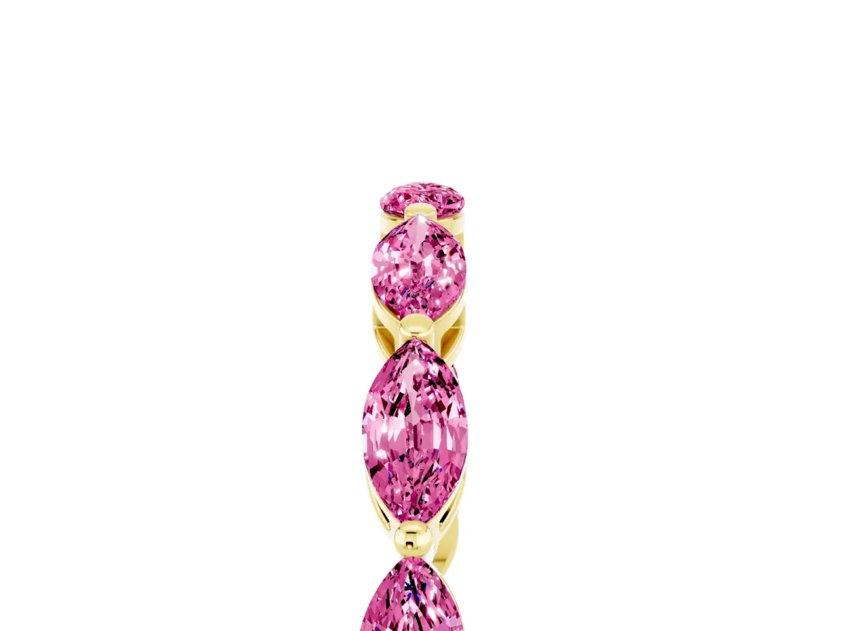 Marquise Pink Sapphire Eternity Band with U-Prong Setting Yellow gold