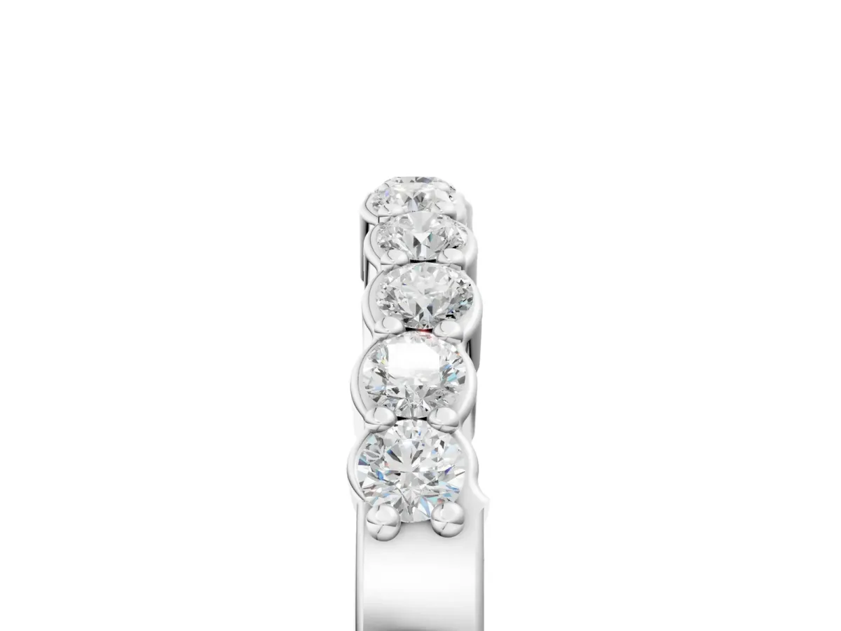 Round Diamond Half-Eternity Band with U-Prong Setting White gold