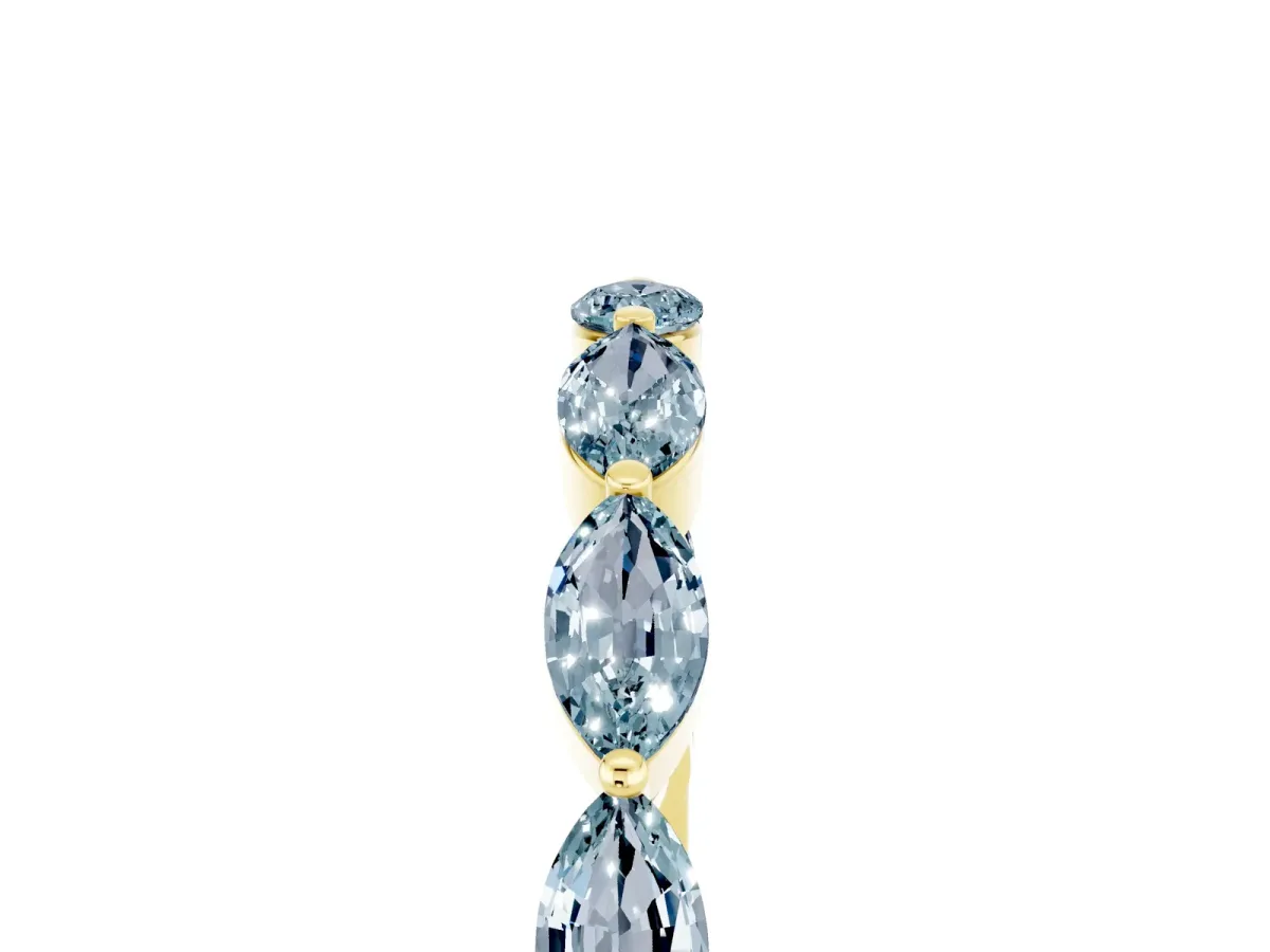 Marquise Aquamarine Half Eternity Band with Prong Setting Yellow gold