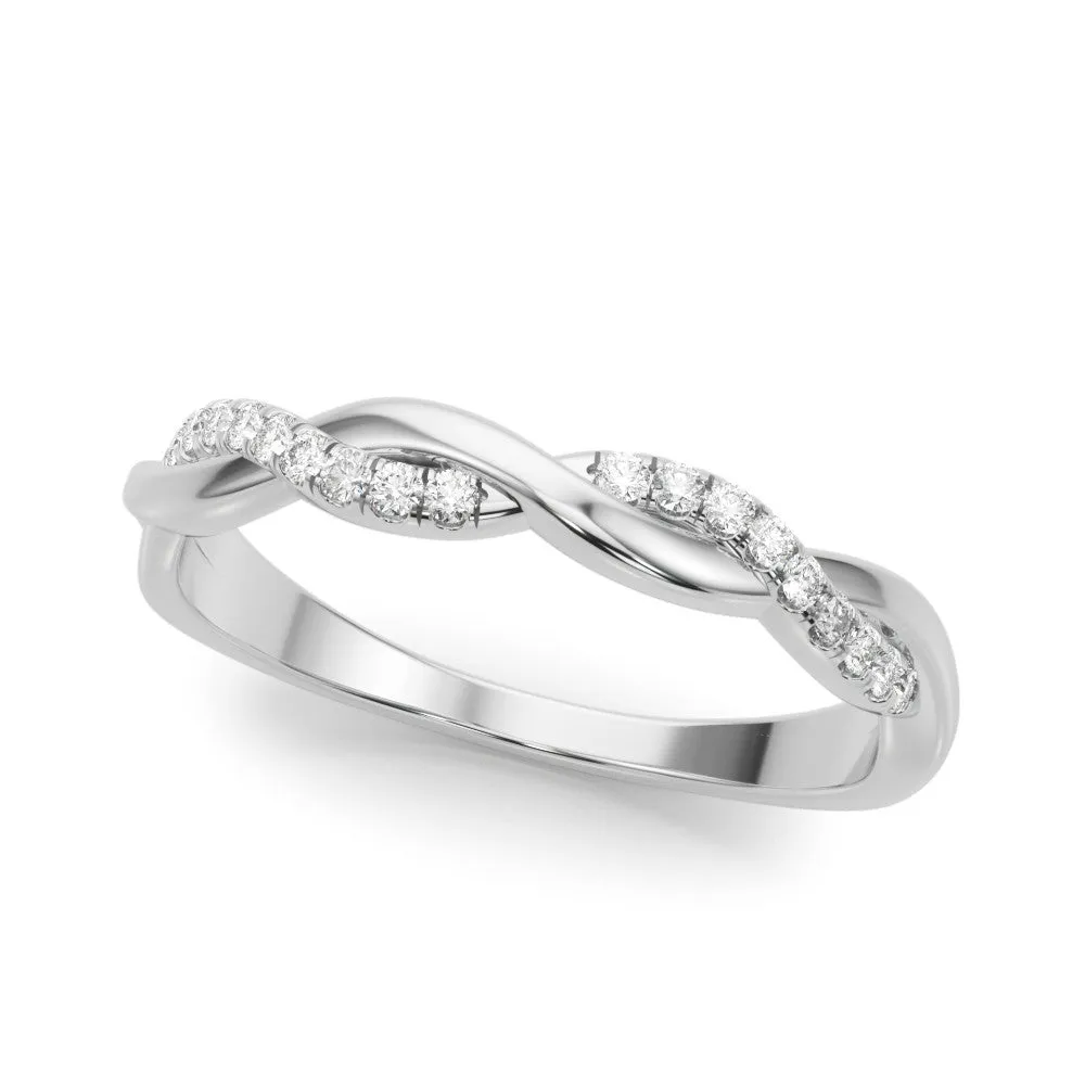 Twisted Pave Round Diamond Infinity Band with Channel Setting White gold