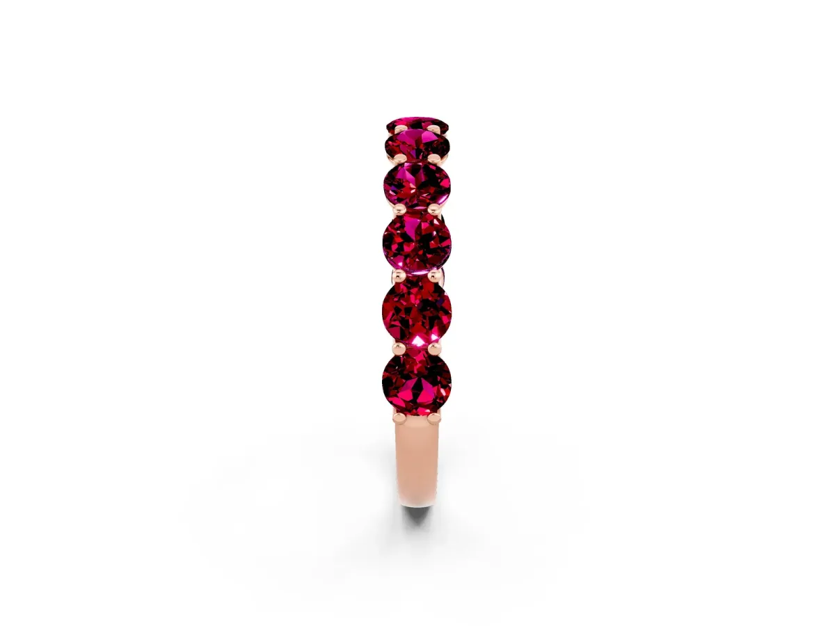 Round Garnet Shared Prong Eternity Band Rose gold