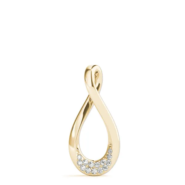 Pavé Round Diamond Teardrop Pendant Yellow gold