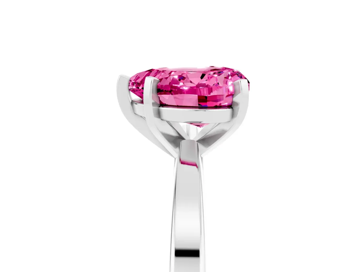 Heart Cut Pink Sapphire Solitaire Engagement Ring with Classic Band and Four-Prong Setting Silver