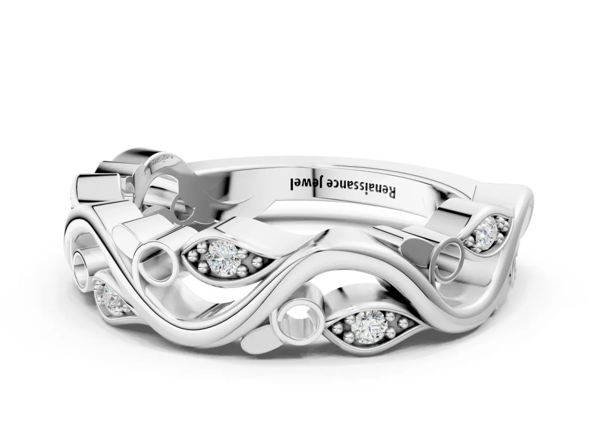 Marquise Diamond Vine Eternity Band with Bezel Setting Silver