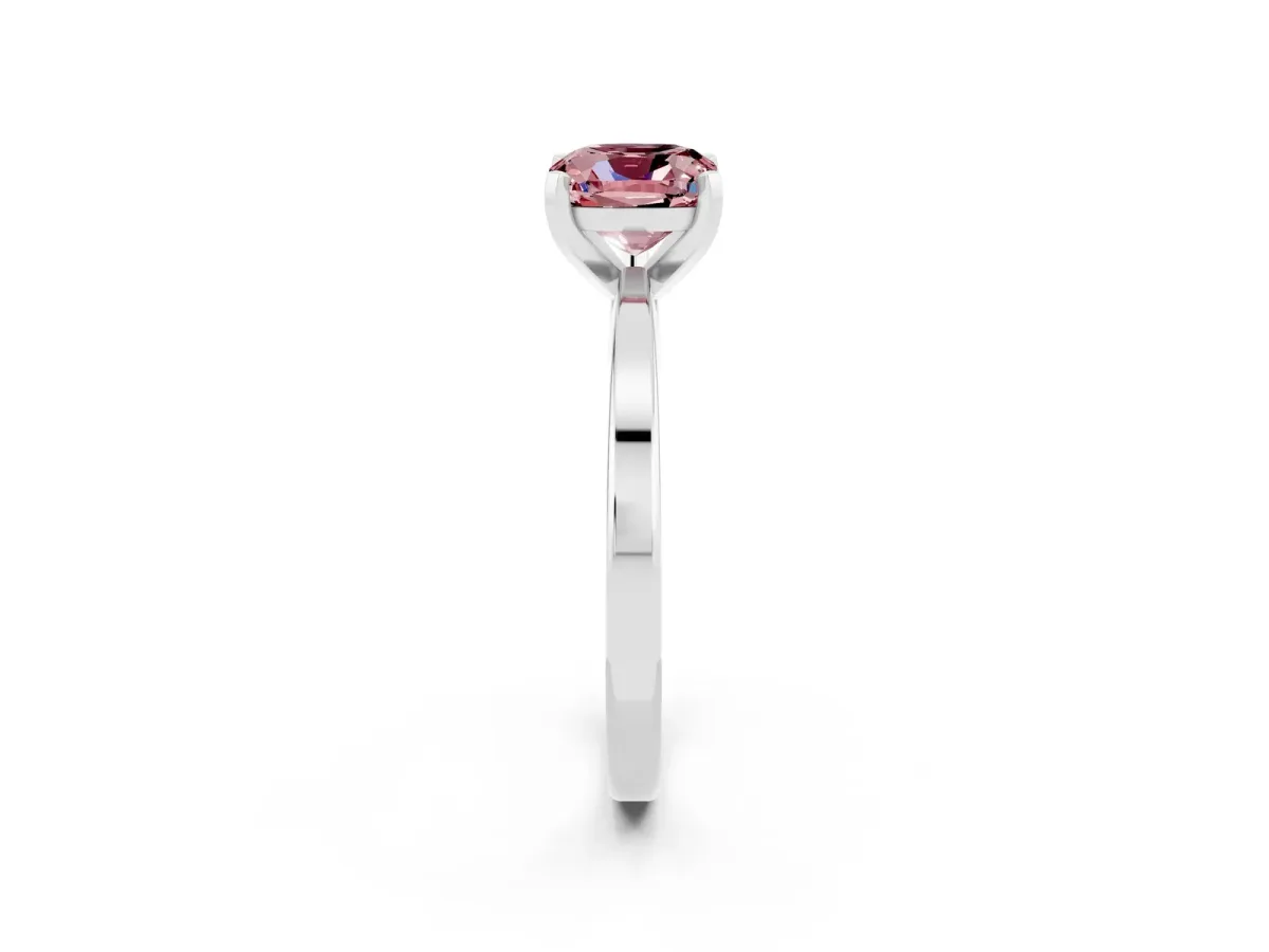 Cushion Cut Morganite Solitaire Engagement Ring with Classic Band and Four-Prong Setting Silver