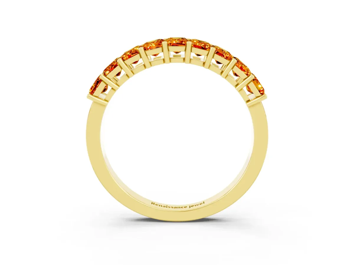 Emerald Cut Citrine Prong-Set Eternity Band Yellow gold