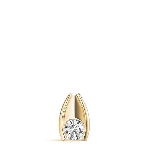 Round Bezel Solitaire Pendant with V-Prong Setting Yellow gold