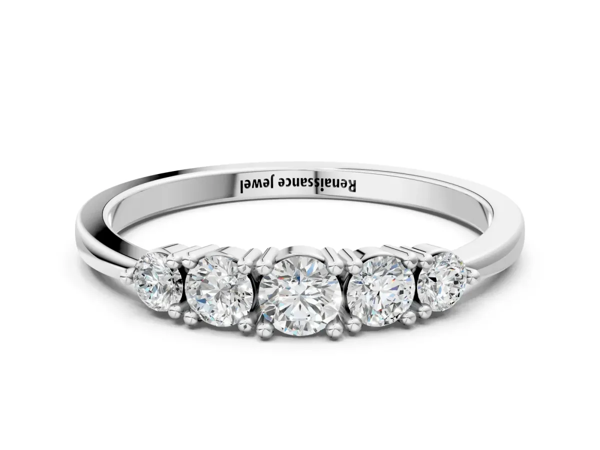 Round Brilliant Diamond Half-Eternity Band with Prong Setting White gold