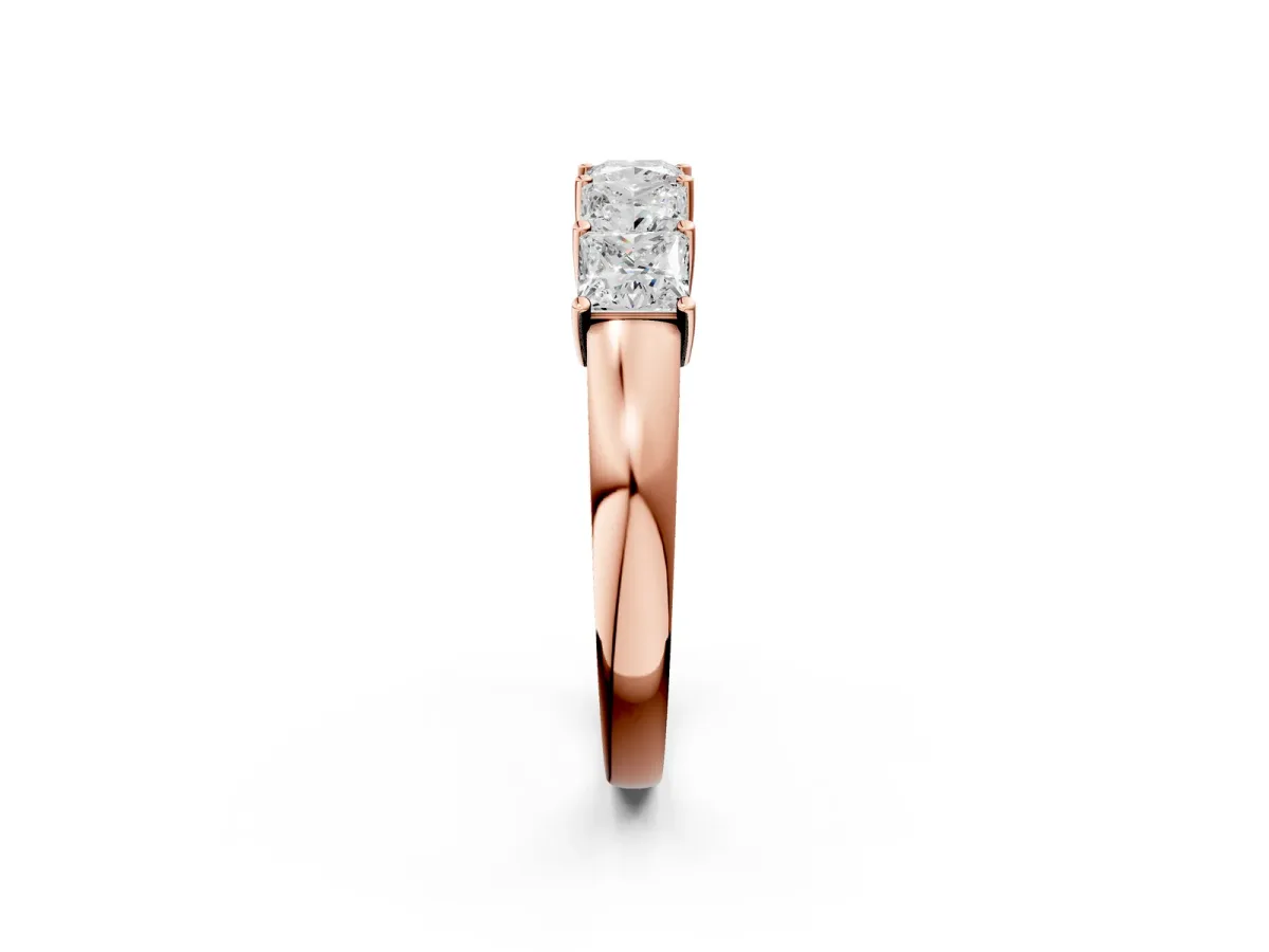 Princess Cut Five-Stone Diamond Band with Prong Setting Rose gold