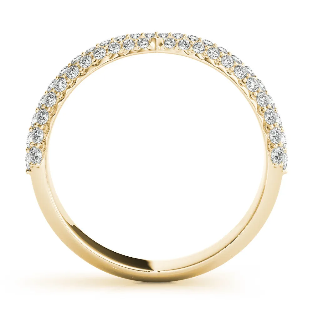 Pavé Round Diamond Twist Band with Micro Prong Setting Yellow gold