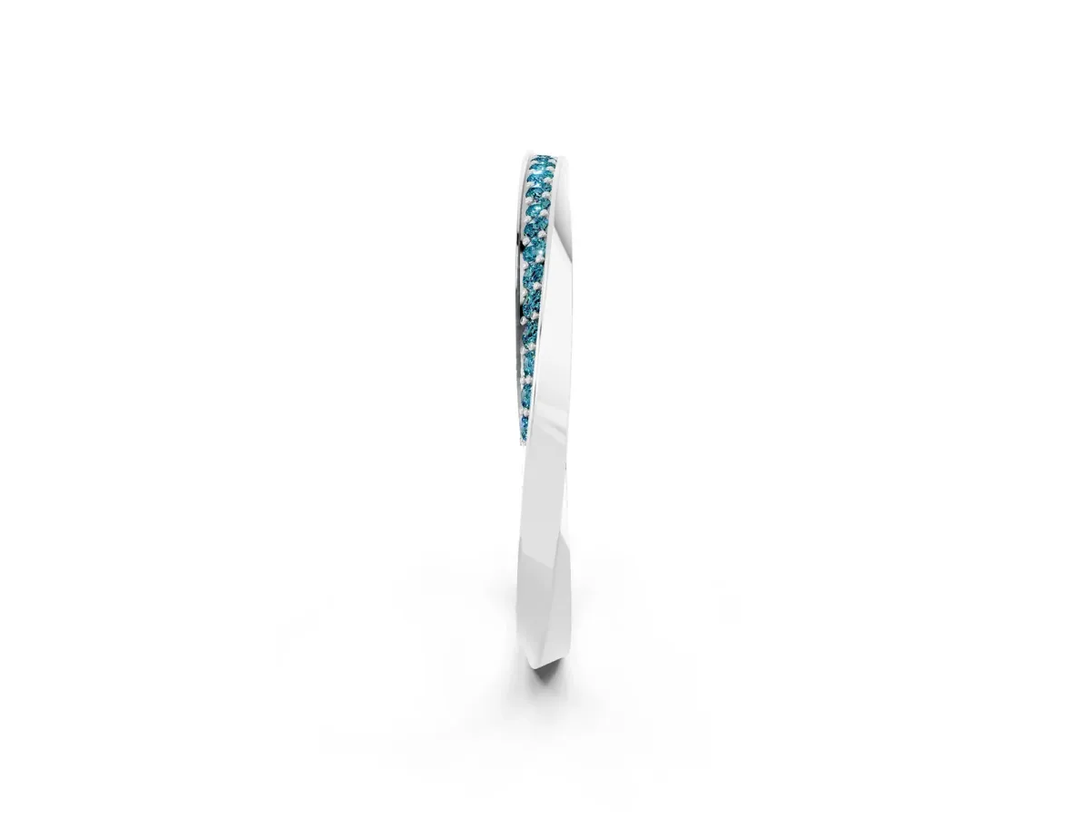 Pavé Round Blue Topaz Twist Band White gold