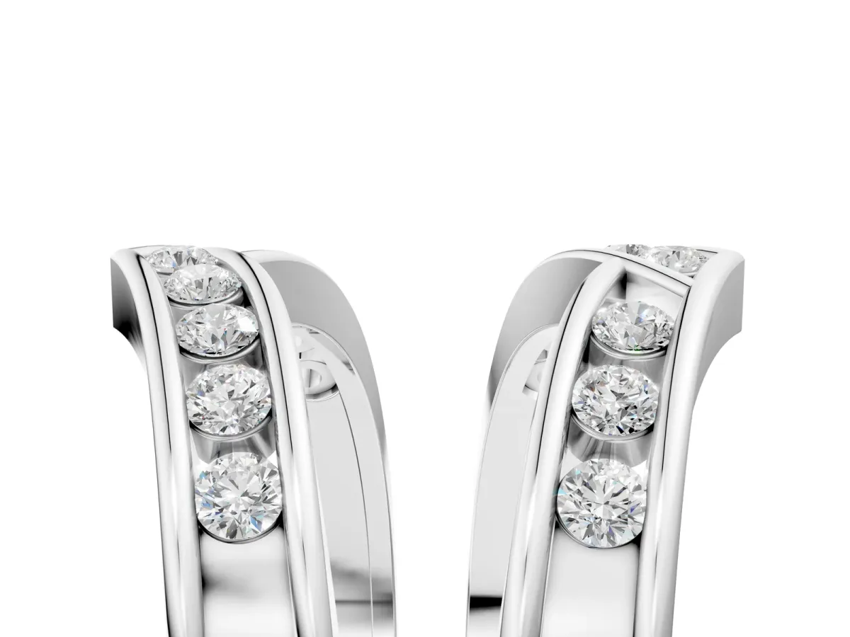 Round Diamond Channel-Set Chevron Band White gold