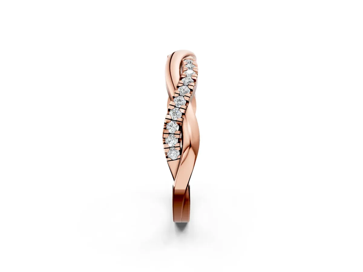 Round Diamond Twisted Infinity Band with Prong Setting Rose gold