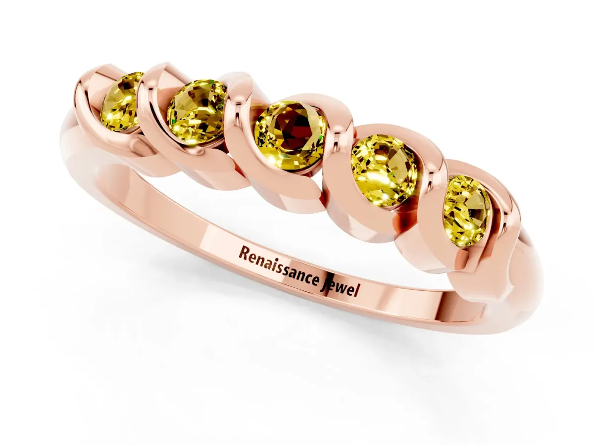 Round Yellow Sapphire Eternity Band with Twist Prong Setting Rose gold