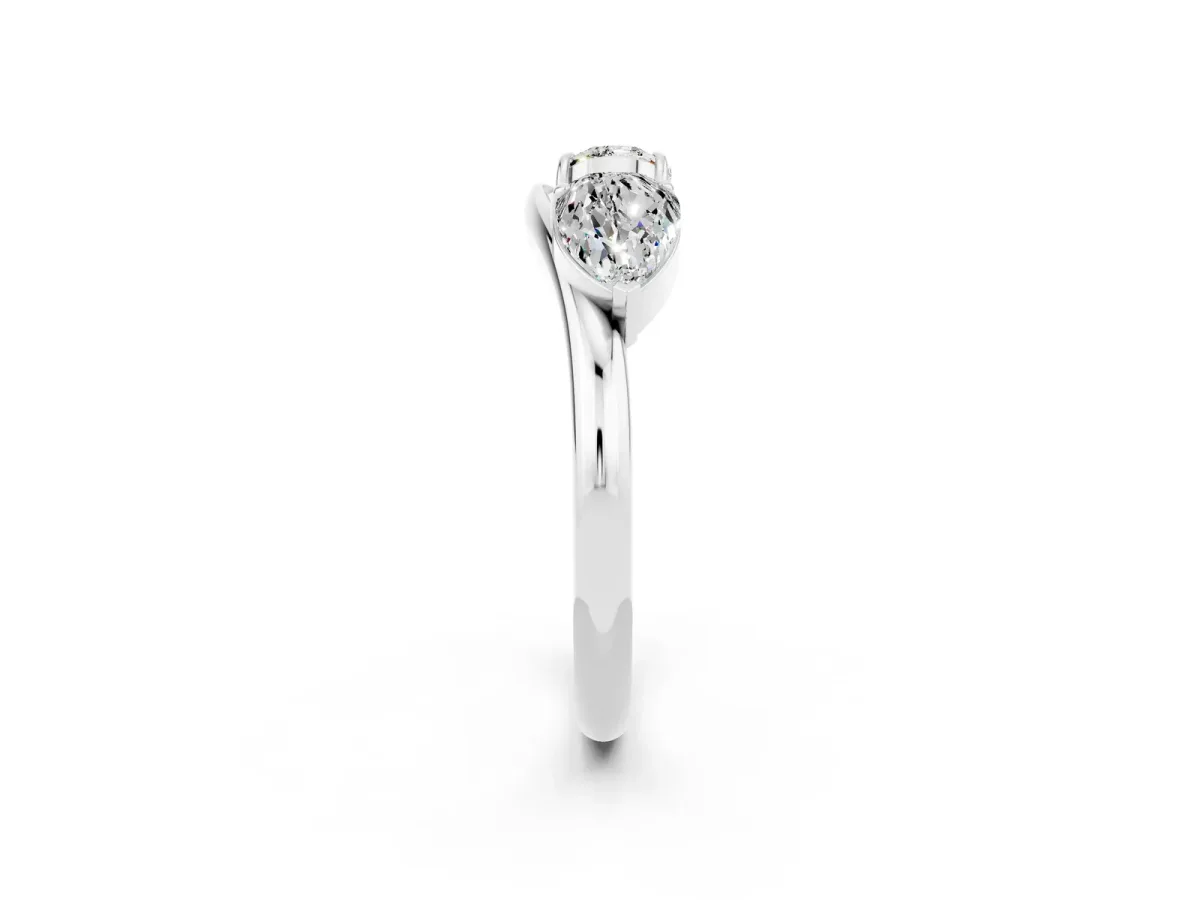 Two-Stone Pear Moissanite Bypass Ring with Prong Setting White gold
