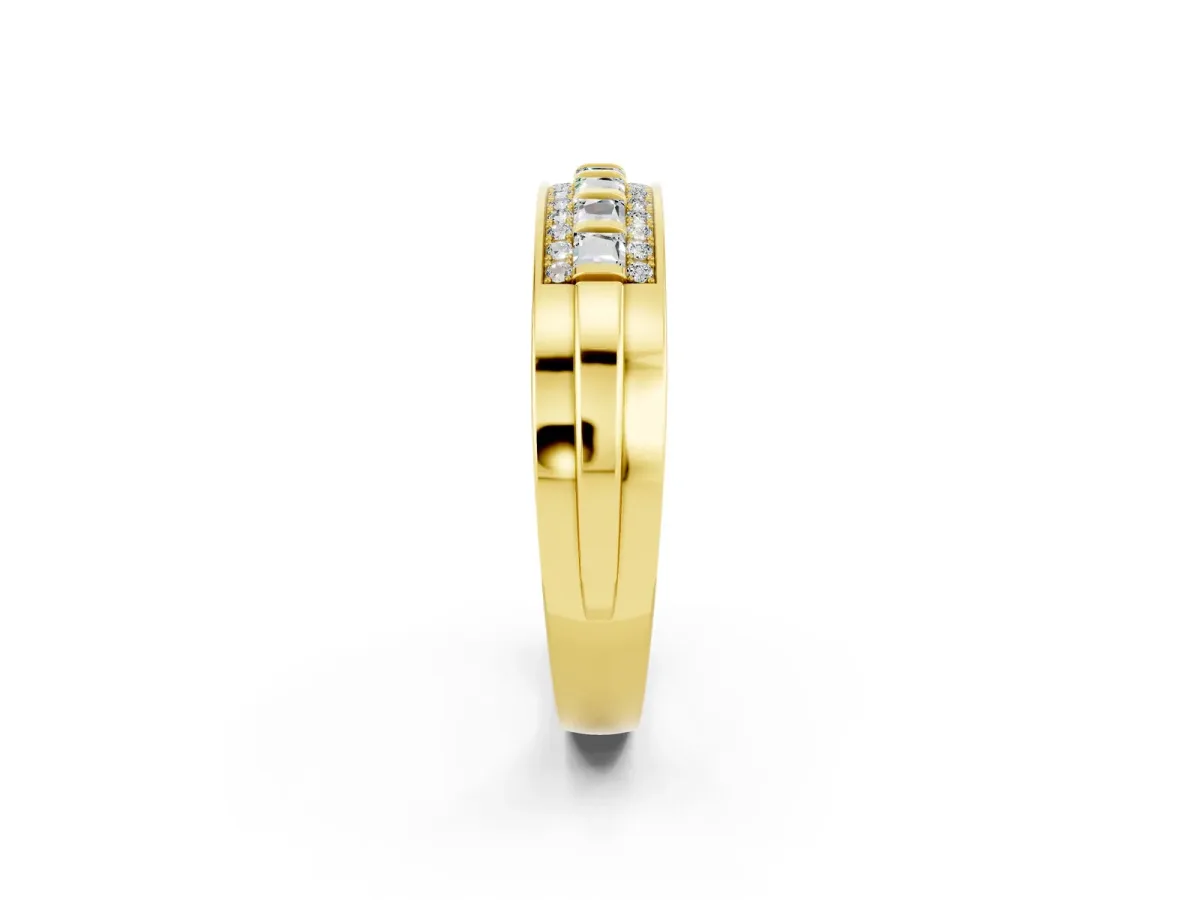 Bar-Set Princess Cut Moissanite Pavé Band Yellow gold