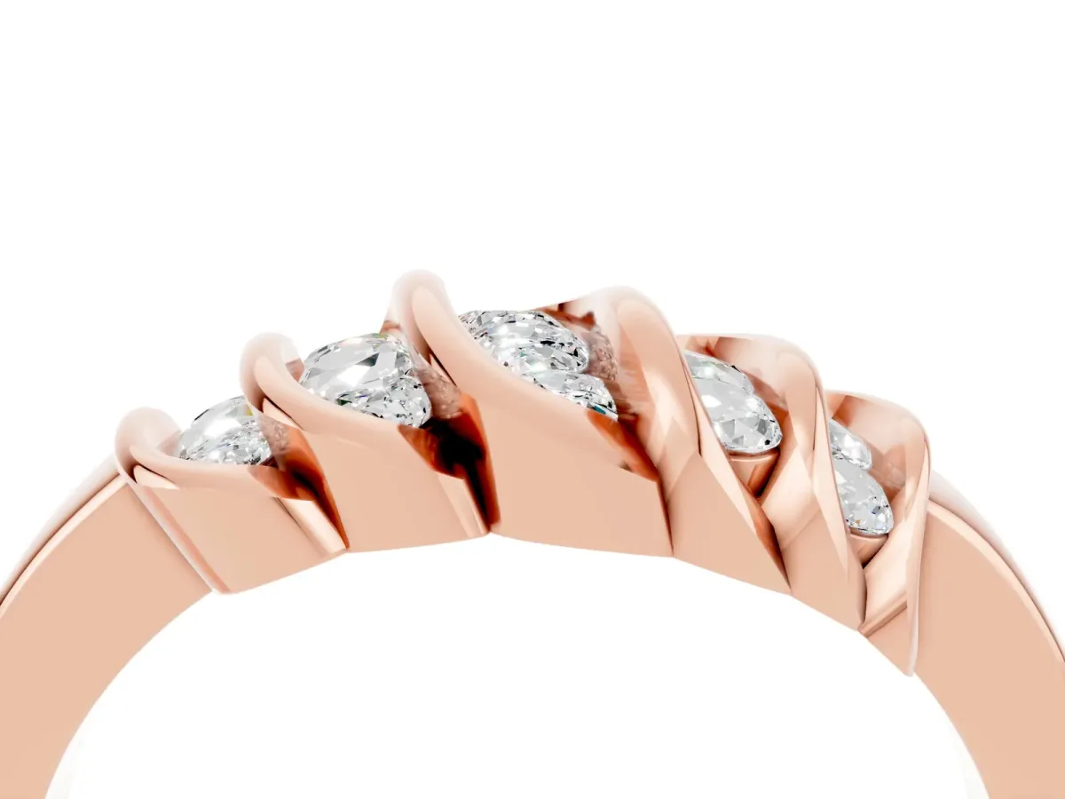 Round Moissanite Multi-Row Crossover Band Rose gold