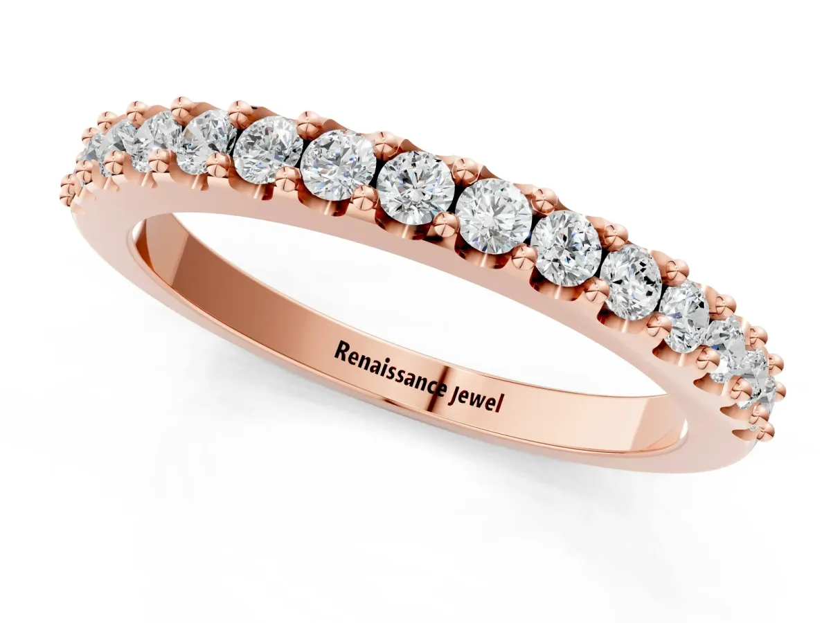 Round Diamond Pavé Set Half Eternity Band Rose gold