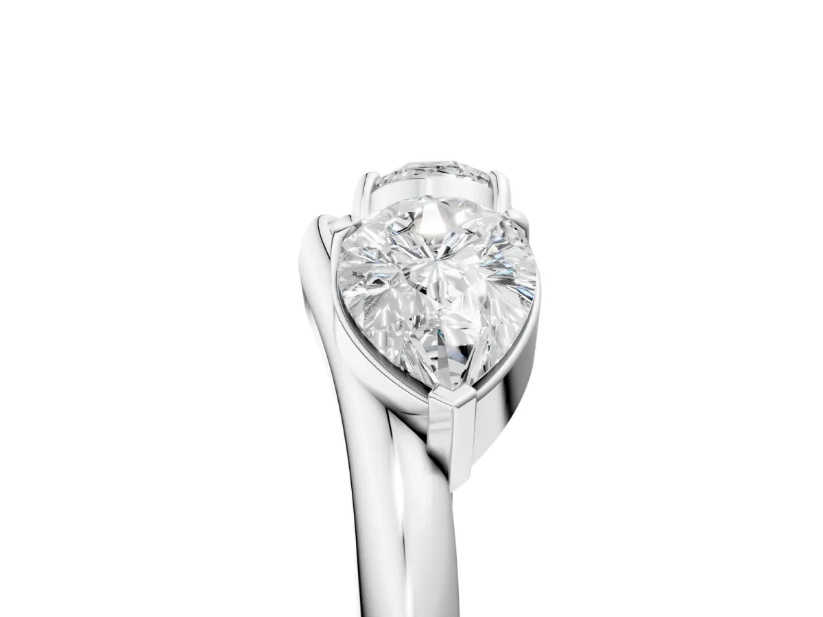 Two-Stone Pear Diamond Bypass Ring with Prong Setting White gold