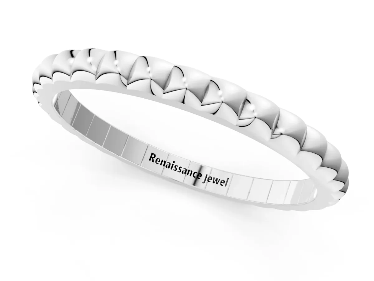 Bezel Set Round Stone Eternity Band White gold
