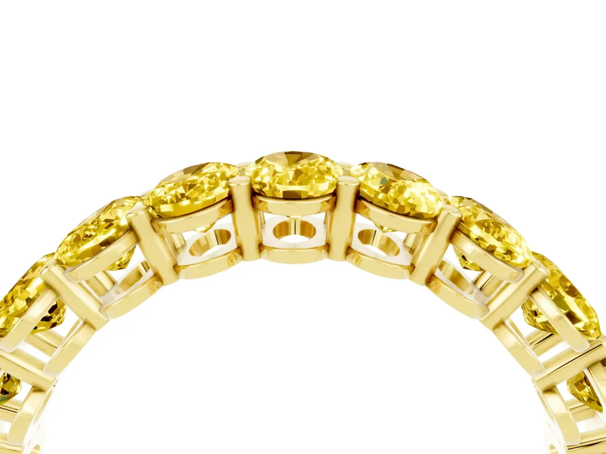 Oval Cut Yellow Sapphire Eternity Band with Shared Prong Setting Yellow gold
