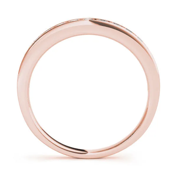 Round Diamond Channel Set White Gold Band Rose gold