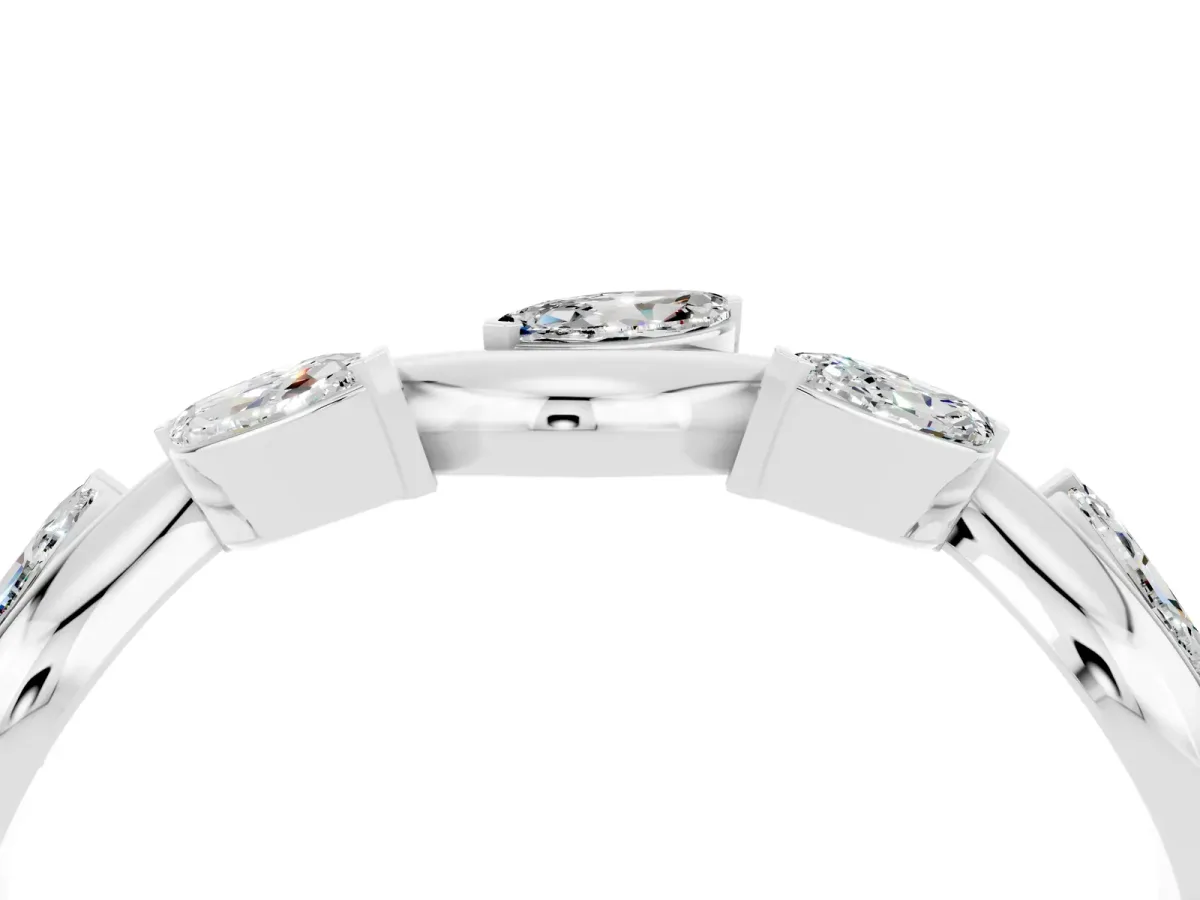 Marquise Moissanite Twisted Band with Prong Setting Silver