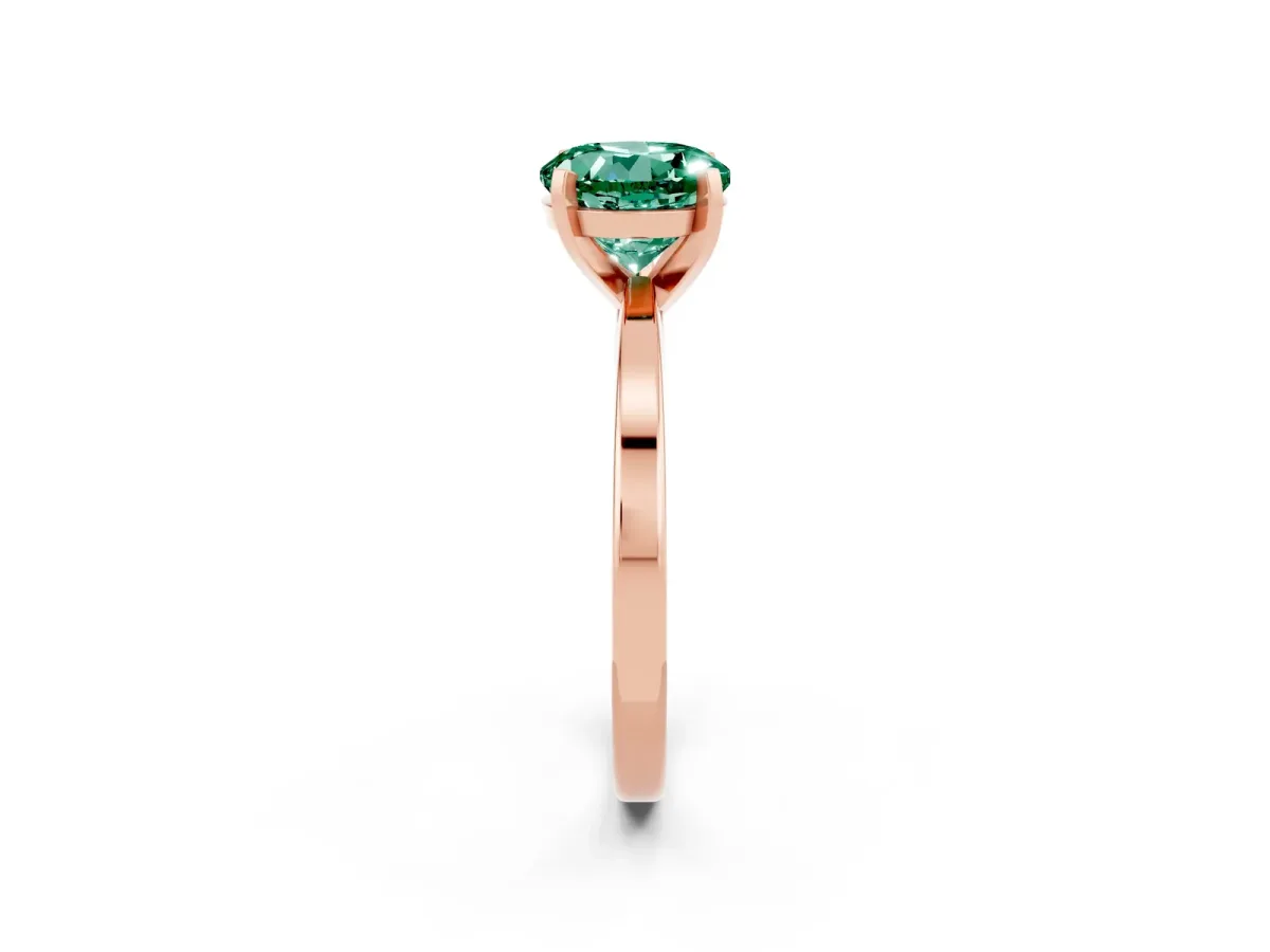Round Cut Green Sapphire Solitaire Engagement Ring with Classic Band and Four-Prong Setting Rose gold