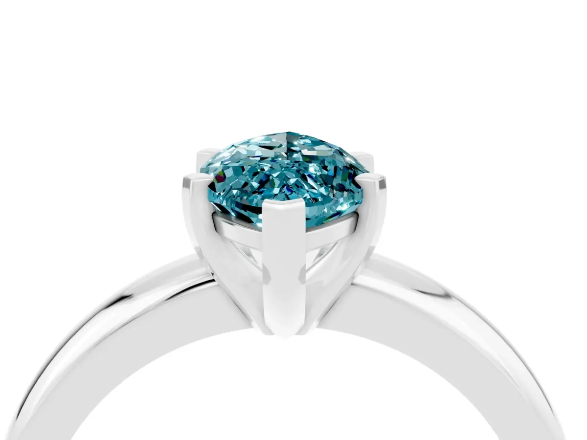 Marquise Cut Blue Topaz Solitaire Engagement Ring with Round Band and Four-Prong Setting Silver