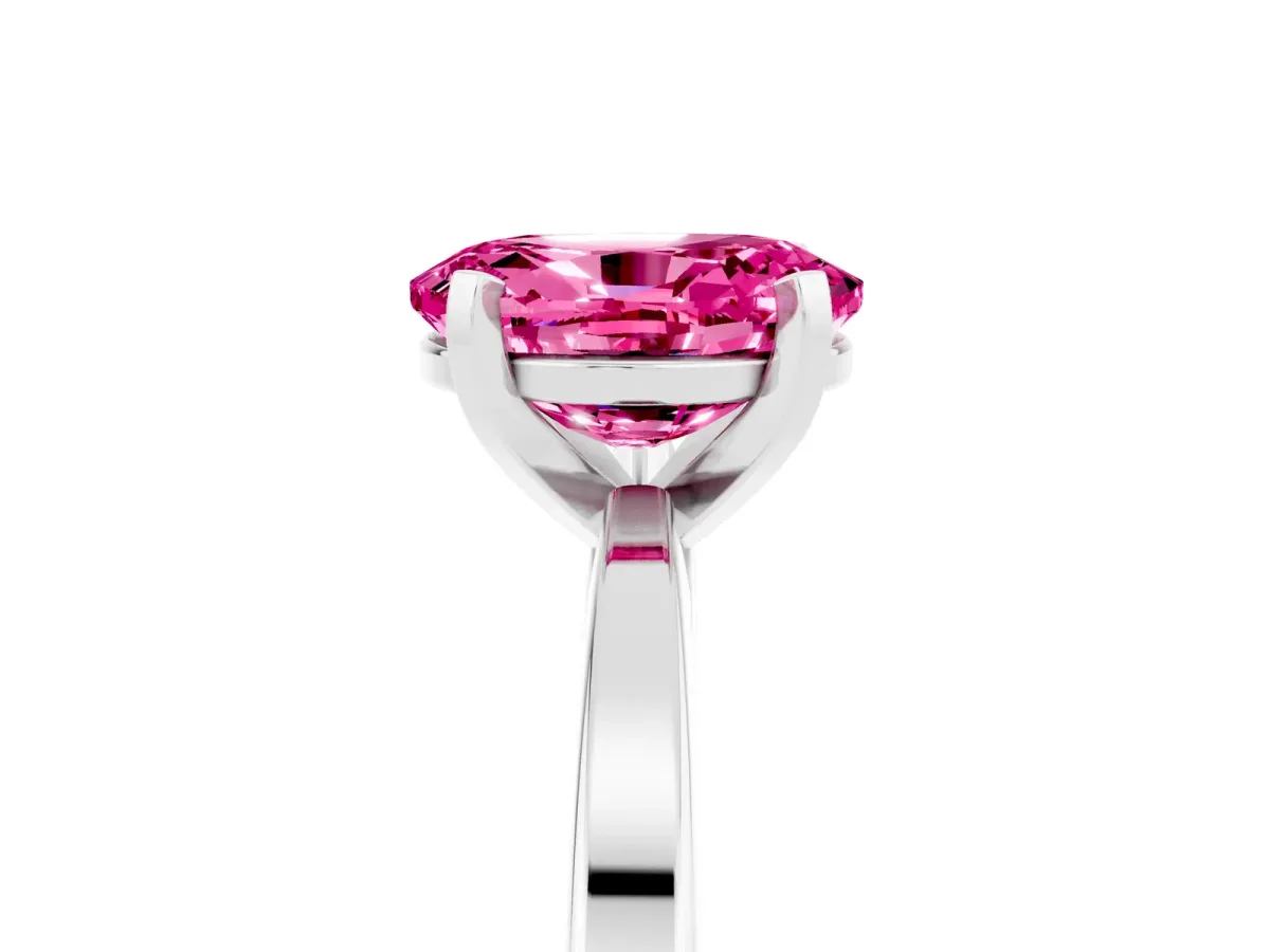 Oval Cut Pink Sapphire Solitaire Engagement Ring with Classic Band and Four-Prong Setting Platinum