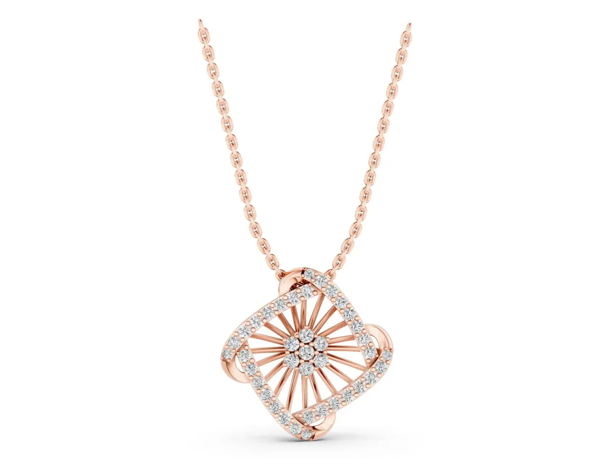 Round Diamond Cluster Pendant with Prong Setting Rose gold