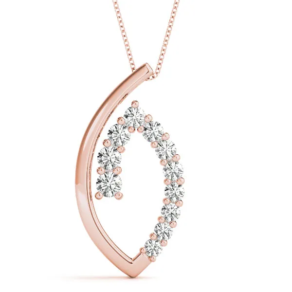 Round Diamond Prong Set Marquise Pendant Rose gold