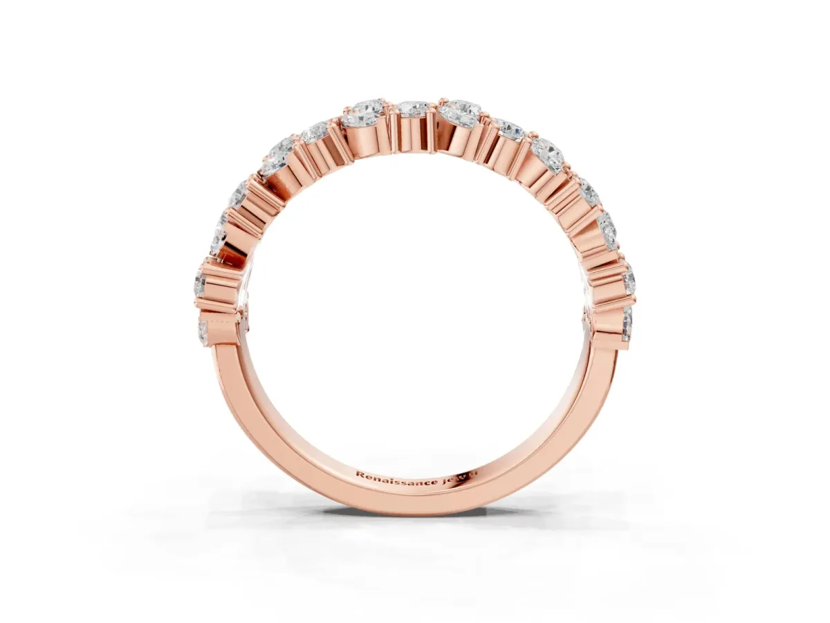 Pave Marquise and Round Diamond Eternity Band with Prong Setting Rose gold