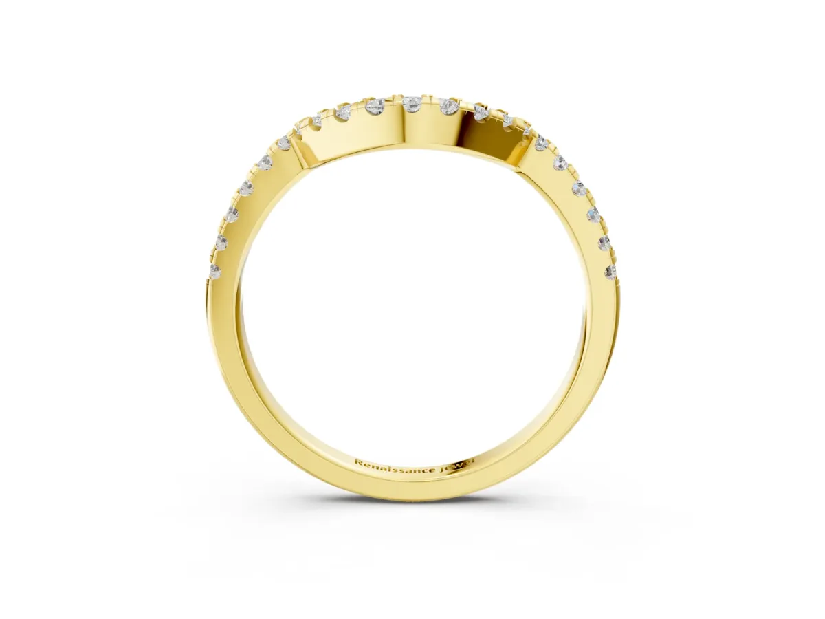 Round Diamond Wavy Eternity Band with Prong Setting Yellow gold