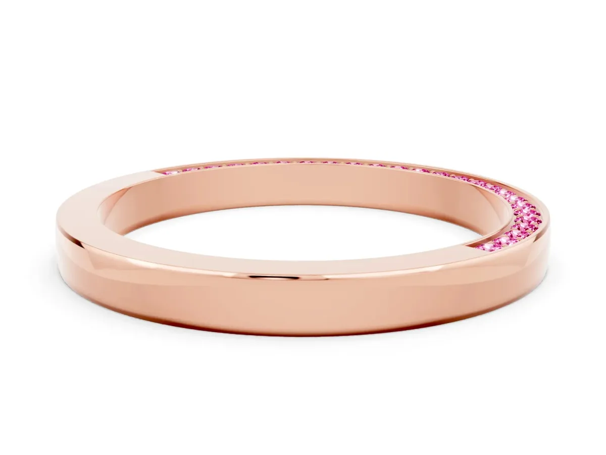 Pavé Round Pink Sapphire Channel Set Band Rose gold
