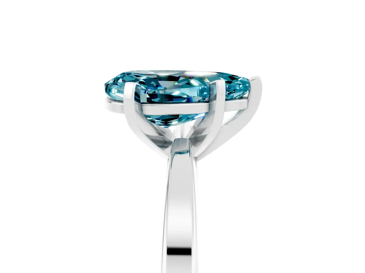 Pear Cut Blue Topaz Solitaire Engagement Ring with Classic Band and Four-Prong Setting Silver