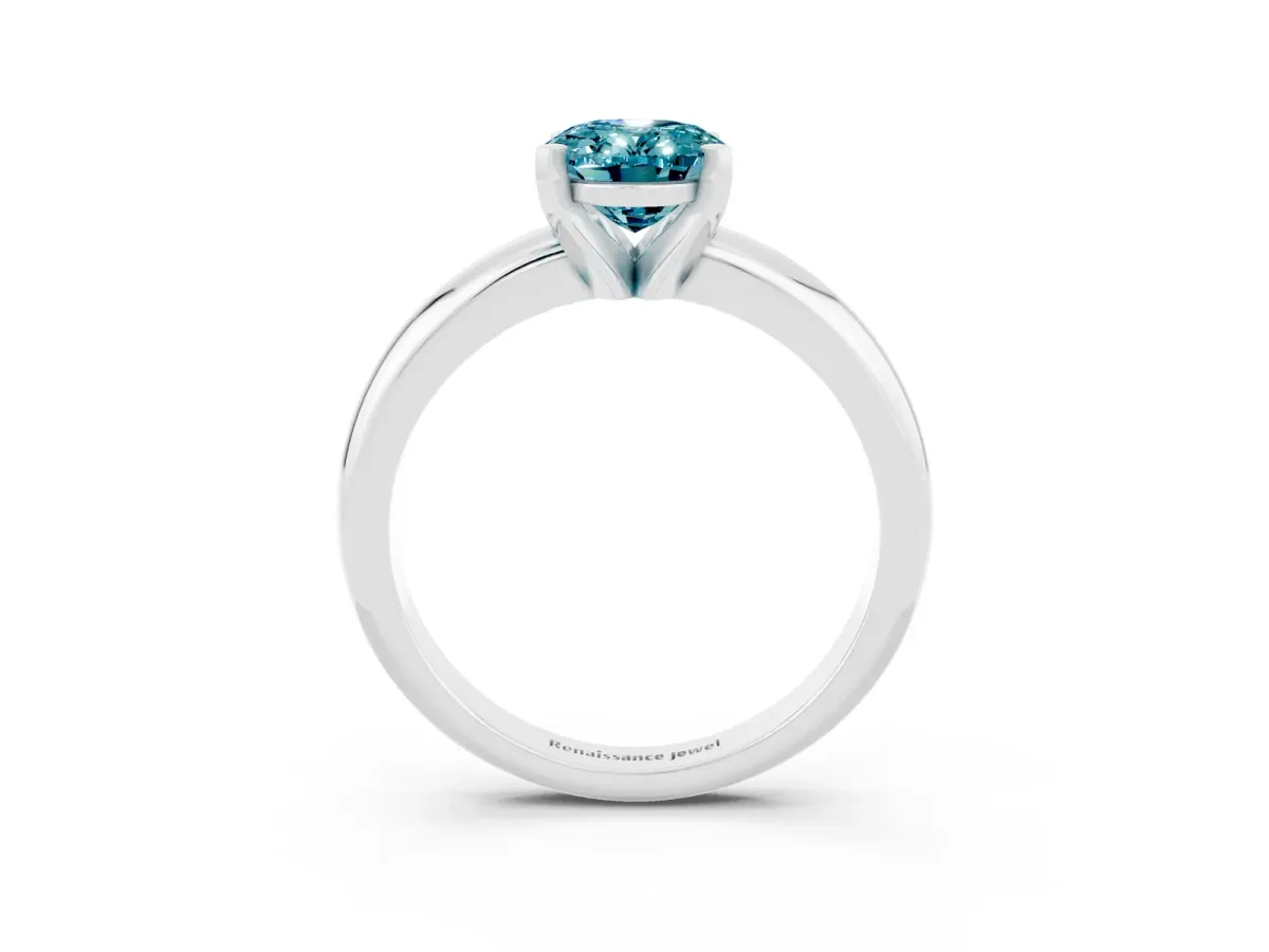 Oval Cut Blue Topaz Solitaire Engagement Ring with Round Band and Four-Prong Setting Platinum