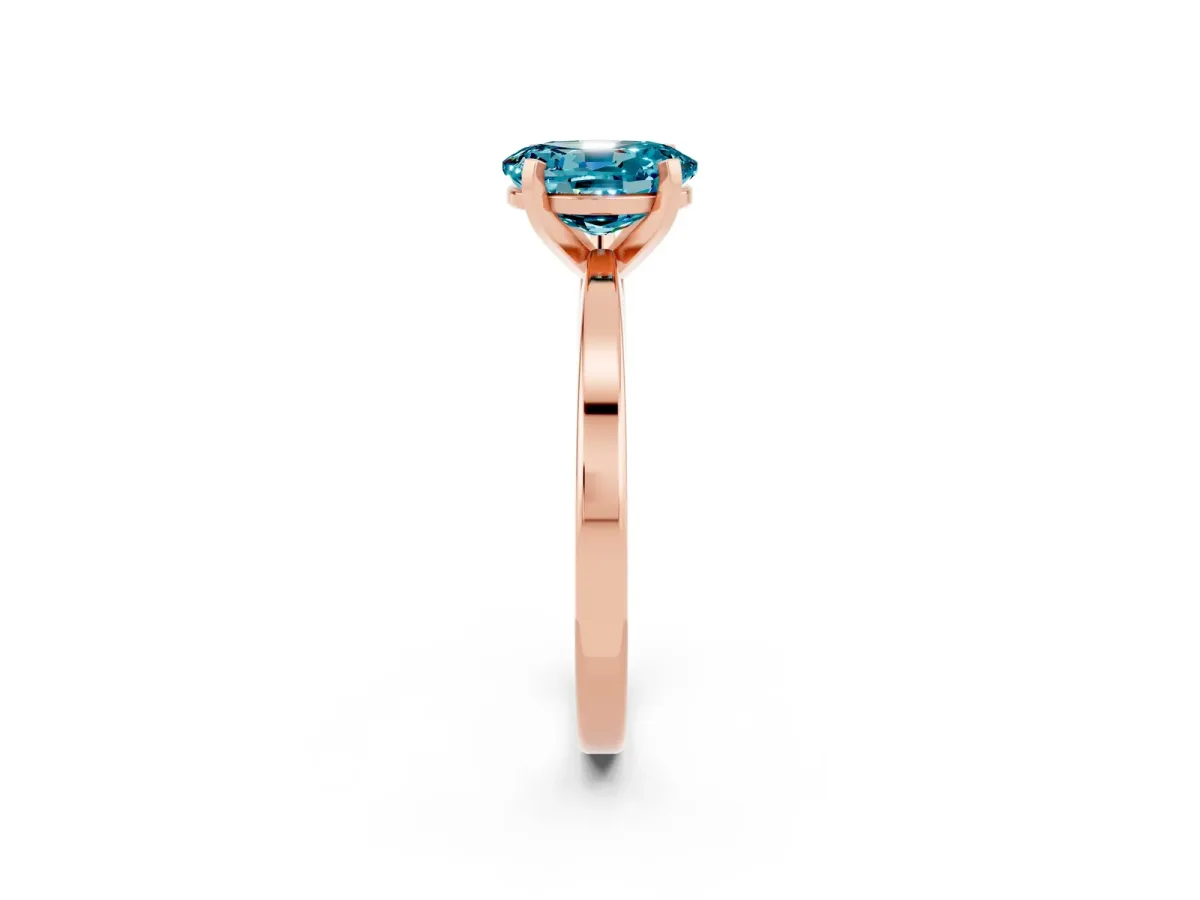 Oval Cut Blue Topaz Solitaire Engagement Ring with Classic Band and Four-Prong Setting Rose gold